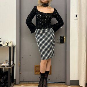 Anne Fontaine Eyelet Lace Wool Bell Sleeve Top